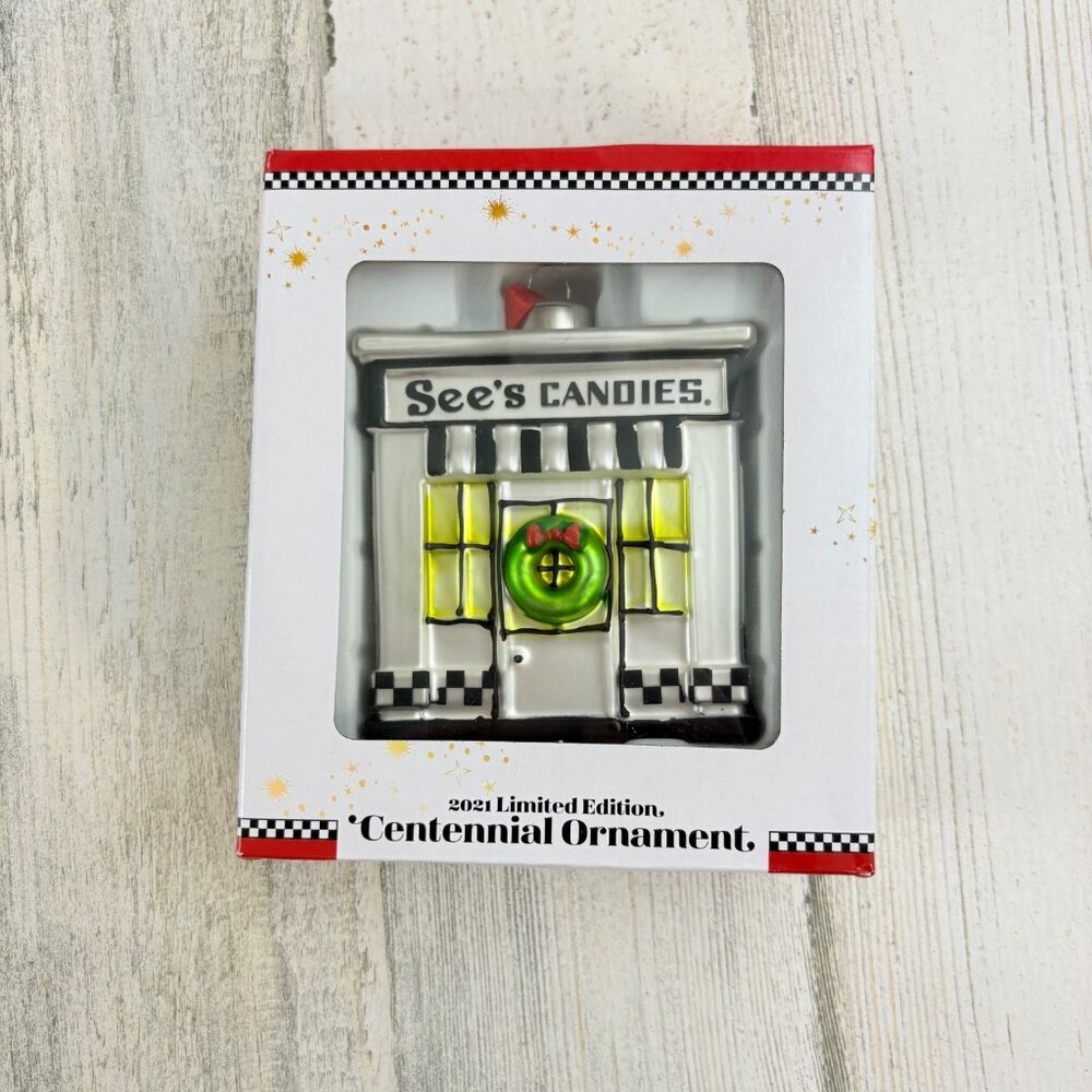 See's Candies 2021 Centennial Ornament Limited Edition Glass NEW
